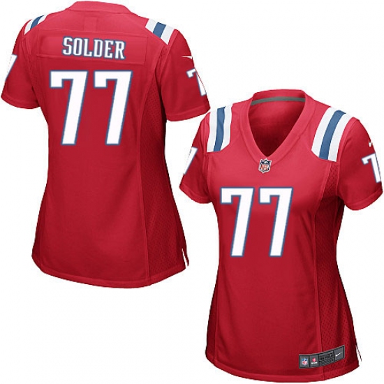 Women's Nike New England Patriots 77 Nate Solder Game Red Alternate NFL Jersey