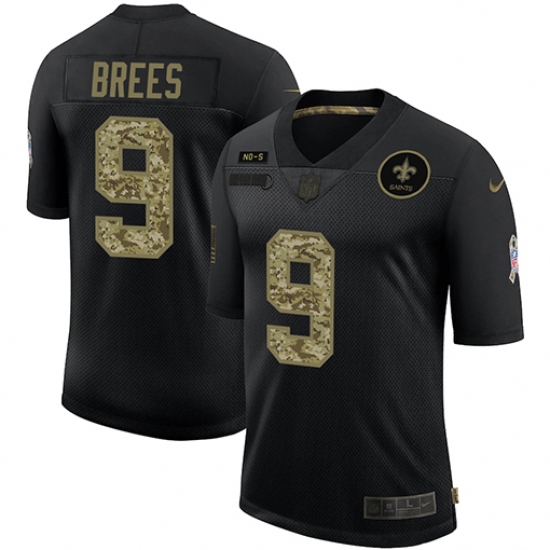Men's New Orleans Saints 9 Drew Brees Camo 2020 Salute To Service Limited Jersey