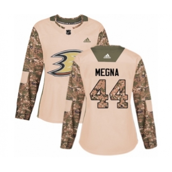 Women's Adidas Anaheim Ducks 44 Jaycob Megna Authentic Camo Veterans Day Practice NHL Jersey