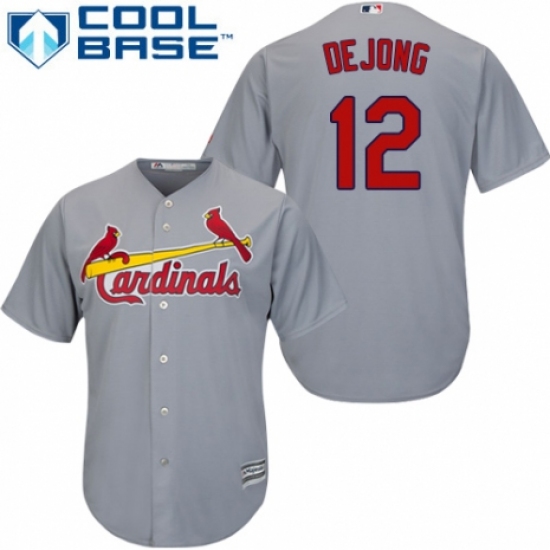 Youth Majestic St. Louis Cardinals 12 Paul DeJong Authentic Grey Road Cool Base MLB Jersey