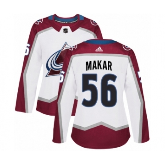 Women's Adidas Colorado Avalanche 56 Cale Makar Authentic White Away NHL Jersey