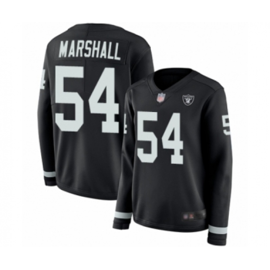 Women's Oakland Raiders 54 Brandon Marshall Limited Black Therma Long Sleeve Football Jersey