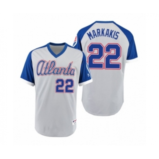 Women Braves 22 Nick Markakis Gray Royal 1979 Turn Back the Clock Authentic Jersey