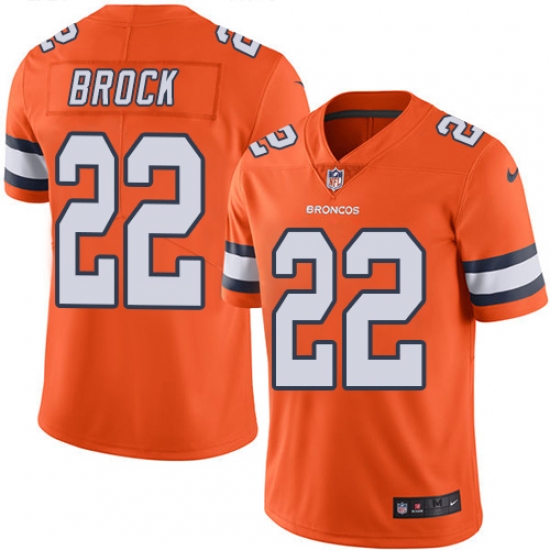 Men's Nike Denver Broncos 22 Tramaine Brock Limited Orange Rush Vapor Untouchable NFL Jersey