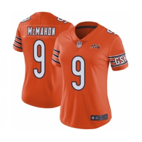 Women's Chicago Bears 9 Jim McMahon Orange Alternate 100th Season Limited Football Jersey