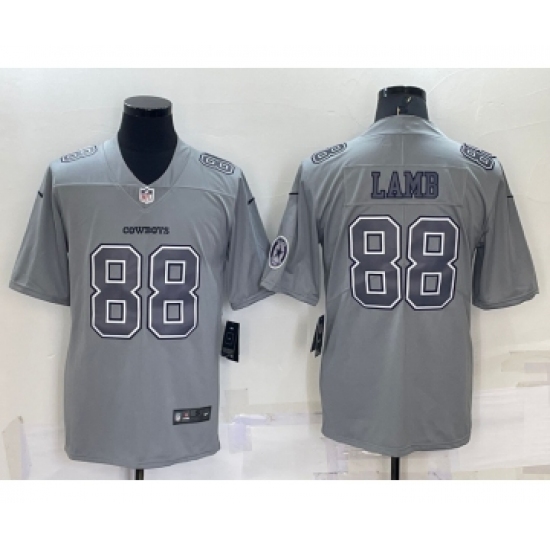 Men's Dallas Cowboys 88 CeeDee Lamb LOGO Grey Atmosphere Fashion 2022 Vapor Untouchable Stitched Nike Limited Jersey