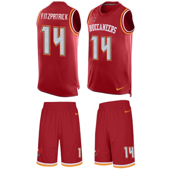 Men's Nike Tampa Bay Buccaneers 14 Ryan Fitzpatrick Limited Red Tank Top Suit NFL Jersey