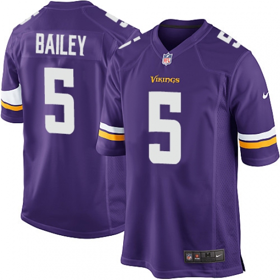 Men's Nike Minnesota Vikings 5 Dan Bailey Game Purple Team Color NFL Jersey
