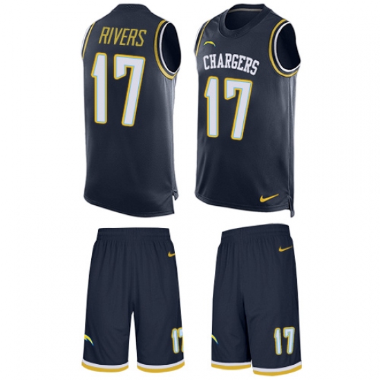 Men's Nike Los Angeles Chargers 17 Philip Rivers Limited Navy Blue Tank Top Suit NFL Jersey