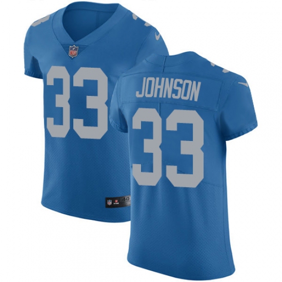 Nike Detroit Lions 33 Kerryon Johnson Blue Throwback Men's Stitched NFL Vapor Untouchable Elite Jersey