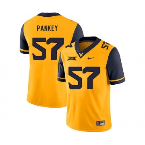 West Virginia Mountaineers 57 Adam Pankey Gold College Football Jersey