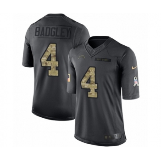 Men's Nike Los Angeles Chargers 4 Michael Badgley Limited Black 2016 Salute to Service NFL Jersey