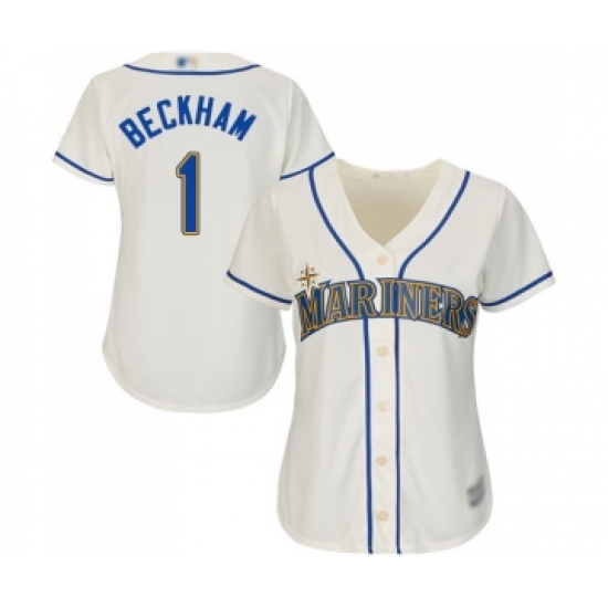 Women's Seattle Mariners 1 Tim Beckham Replica Cream Alternate Cool Base Baseball Jersey