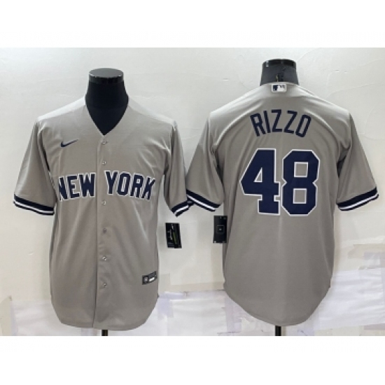Men's New York Yankees 48 Anthony Rizzo Grey Stitched MLB Nike Cool Base Throwback Jersey