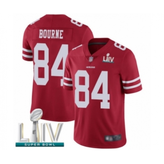 Men's San Francisco 49ers 84 Kendrick Bourne Red Team Color Vapor Untouchable Limited Player Super Bowl LIV Bound Football Jersey