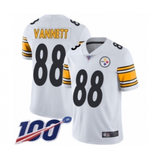 Men's Pittsburgh Steelers 88 Nick Vannett White Vapor Untouchable Limited Player 100th Season Football Jersey