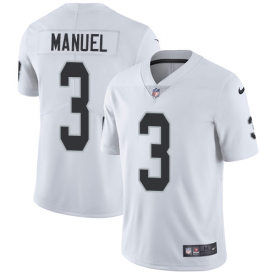 Men's Nike Oakland Raiders 3 E. J. Manuel White Vapor Untouchable Limited Player NFL Jersey