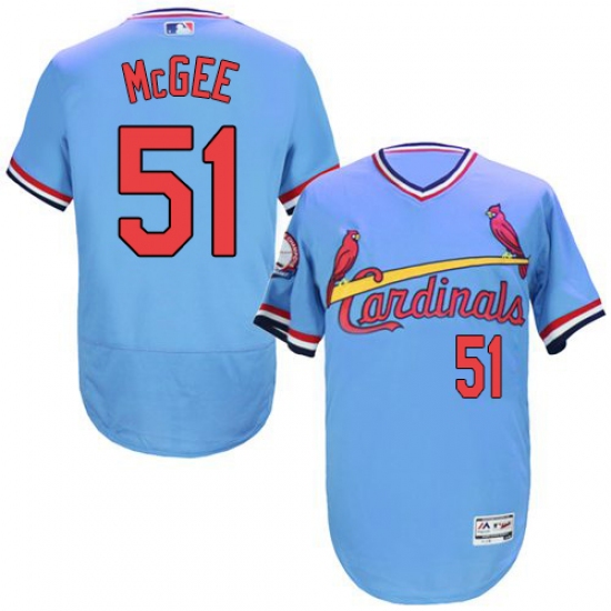Men's Majestic St. Louis Cardinals 51 Willie McGee Light Blue Flexbase Authentic Collection Cooperstown MLB Jersey