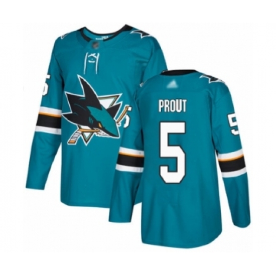 Men's San Jose Sharks 5 Dalton Prout Authentic Teal Green Home Hockey Jersey