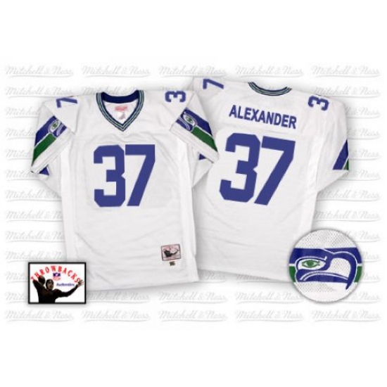 Mitchell And Ness Seattle Seahawks 37 Shaun Alexander White Authentic Throwback NFL Jersey
