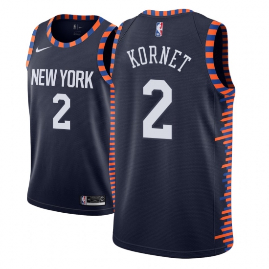 Men NBA 2018-19 New York Knicks 2 Luke Kornet City Edition Navy Jersey