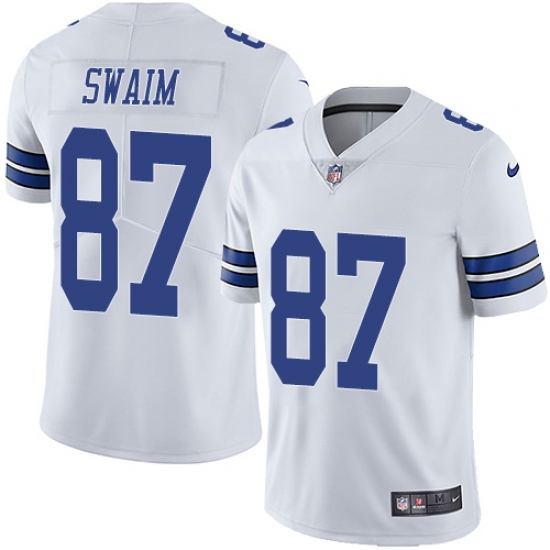 Men's Nike Dallas Cowboys 87 Geoff Swaim White Vapor Untouchable Limited Player NFL Jersey