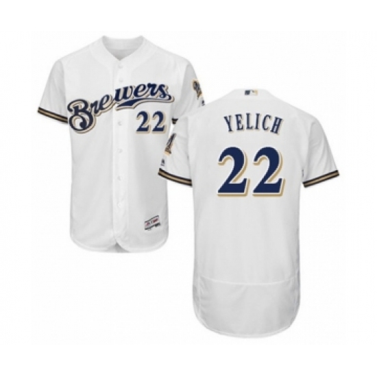 Men's Milwaukee Brewers 22 Christian Yelich White Home Flex Base Authentic Collection Baseball Player Jersey