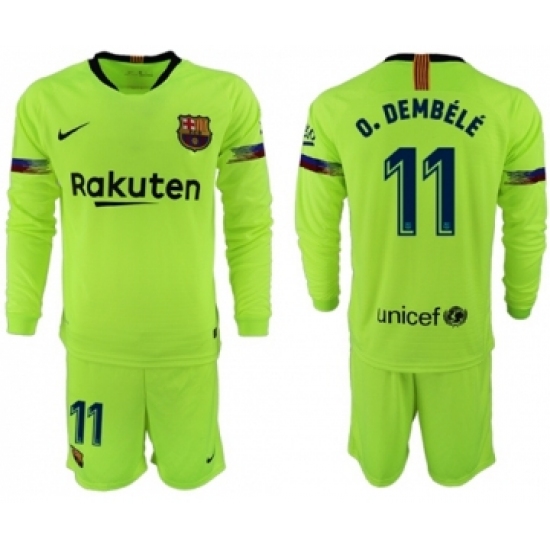 Barcelona 11 O.Dembele Away Long Sleeves Soccer Club Jersey