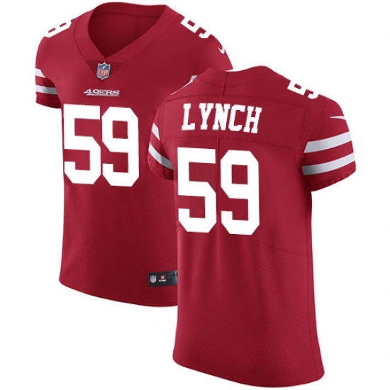 Men's Nike San Francisco 49ers 59 Aaron Lynch Red Team Color Vapor Untouchable Elite Player NFL Jersey