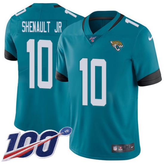 Men's Jacksonville Jaguars 10 Laviska Shenault Jr. Teal Green Alternate Stitched 100th Season Vapor Untouchable Limited Jersey