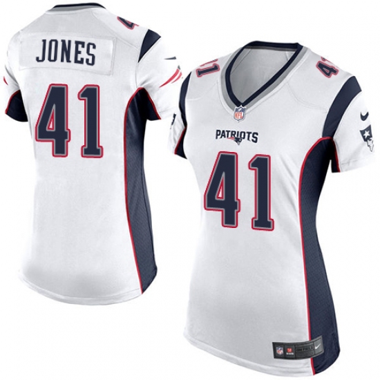 Women's Nike New England Patriots 41 Cyrus Jones Game White NFL Jersey
