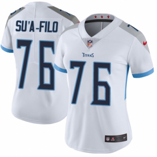 Women's Nike Tennessee Titans 76 Xavier Su'a-Filo White Vapor Untouchable Elite Player NFL Jersey
