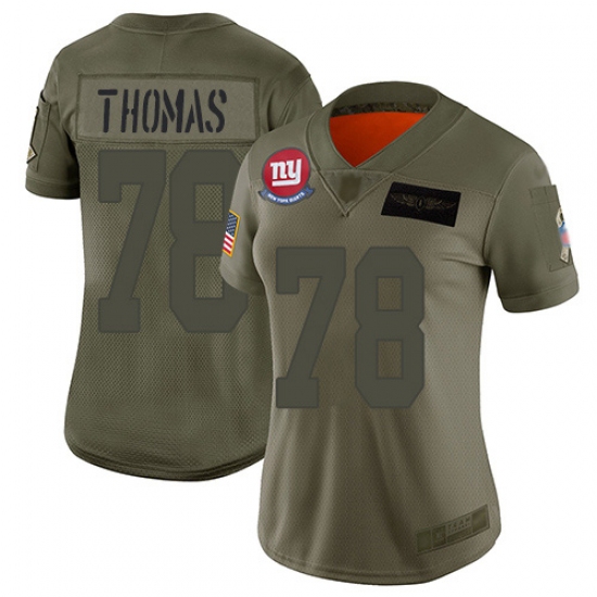 Women's New York Giants 78 Andrew Thomas Camo Stitched NFL Limited 2019 Salute To Service Jersey