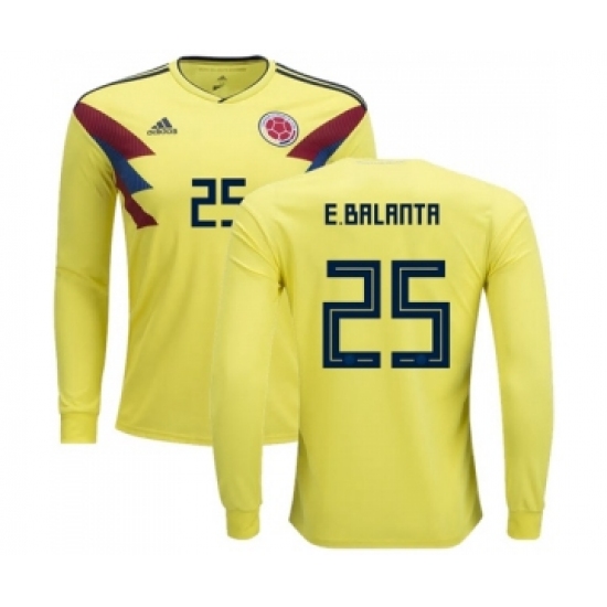 Colombia 25 E.Balanta Home Long Sleeves Soccer Country Jersey