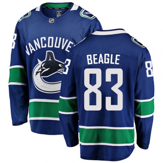 Men's Vancouver Canucks 83 Jay Beagle Fanatics Branded Blue Home Breakaway NHL Jersey