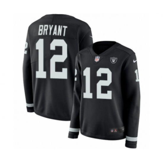 Women's Nike Oakland Raiders 12 Martavis Bryant Limited Black Therma Long Sleeve NFL Jersey