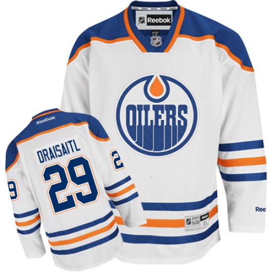 Men's Reebok Edmonton Oilers 29 Leon Draisaitl Authentic White Away NHL Jersey