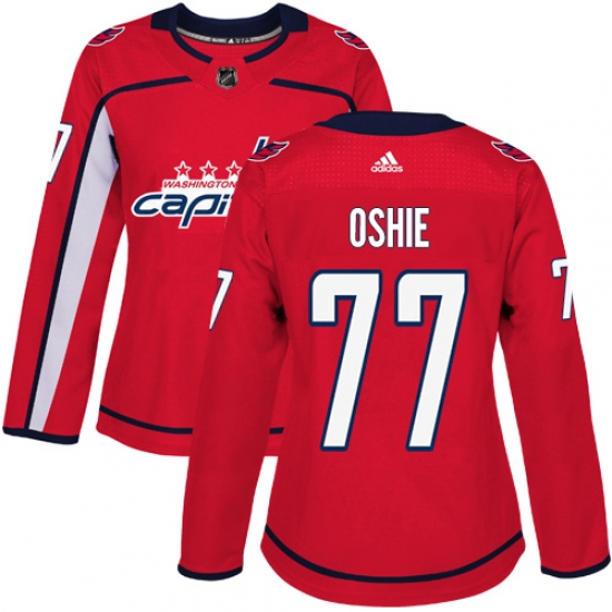Women's Adidas Washington Capitals 77 T.J. Oshie Premier Red Home NHL Jersey