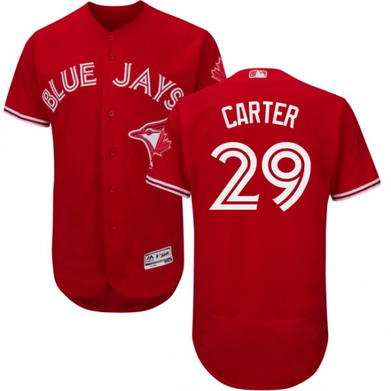 Men's Majestic Toronto Blue Jays 29 Joe Carter Scarlet Flexbase Authentic Collection Alternate MLB Jersey