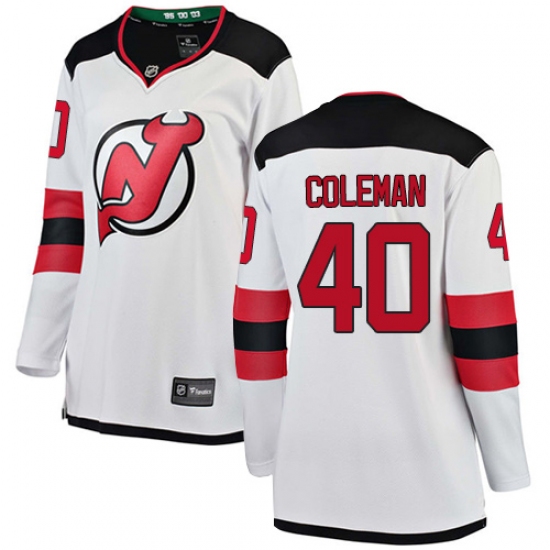 Women's New Jersey Devils 40 Blake Coleman Fanatics Branded White Away Breakaway NHL Jersey