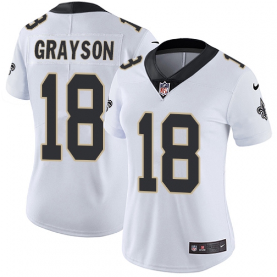 Women's Nike New Orleans Saints 18 Garrett Grayson White Vapor Untouchable Limited Player NFL Jersey