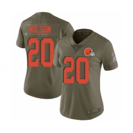 Women's Cleveland Browns 20 Howard Wilson Limited Olive 2017 Salute to Service Football Jersey