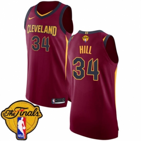 Youth Nike Cleveland Cavaliers 34 Tyrone Hill Authentic Maroon 2018 NBA Finals Bound NBA Jersey - Icon Edition