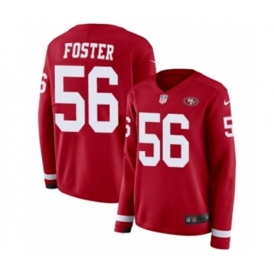Women's Nike San Francisco 49ers 56 Reuben Foster Limited Red Therma Long Sleeve NFL Jersey
