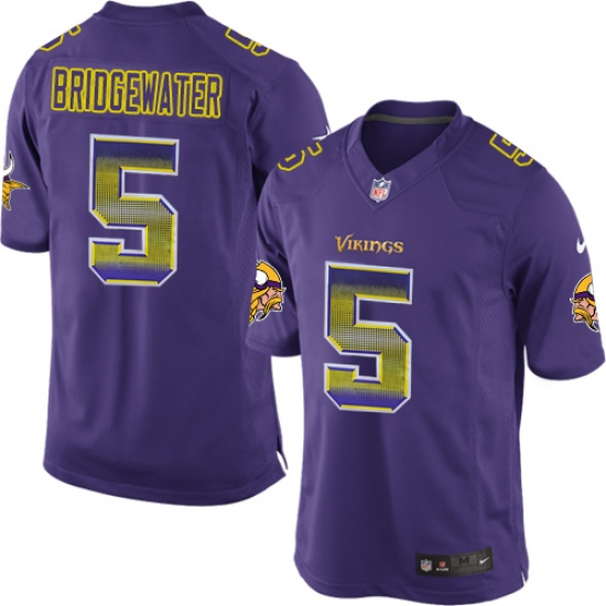 Youth Nike Minnesota Vikings 5 Teddy Bridgewater Limited Purple Strobe NFL Jersey