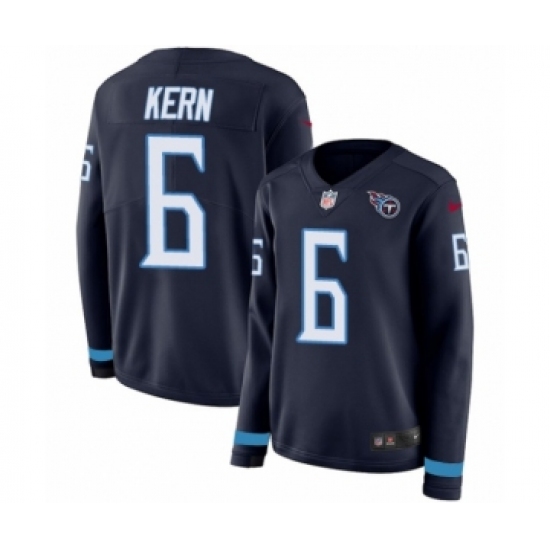Women's Nike Tennessee Titans 6 Brett Kern Limited Navy Blue Therma Long Sleeve NFL Jersey
