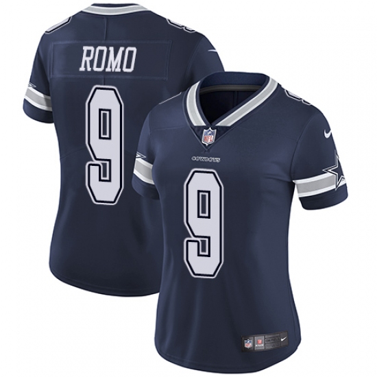 Women's Nike Dallas Cowboys 9 Tony Romo Navy Blue Team Color Vapor Untouchable Limited Player NFL Jersey