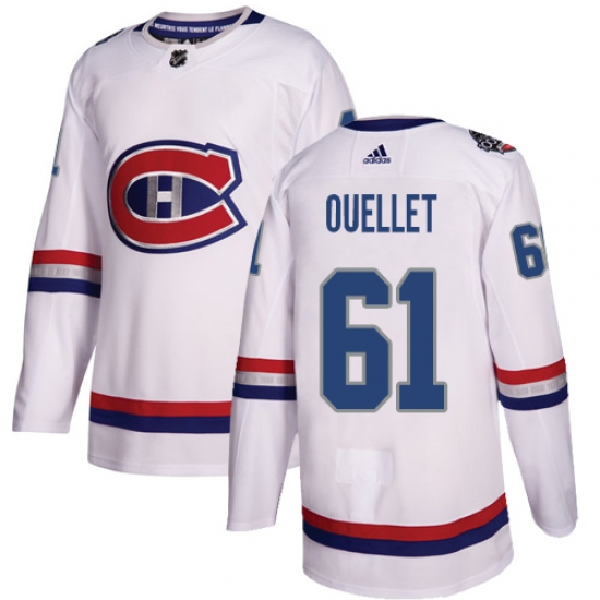 Men's Adidas Montreal Canadiens 61 Xavier Ouellet Authentic White 2017 100 Classic NHL Jersey