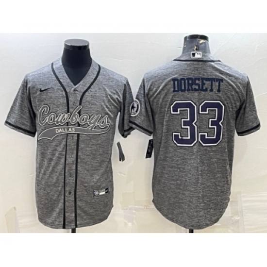 Men's Dallas Cowboys 33 Tony Dorsett Grey Gridiron With Patch Cool Base Stitched Baseball Jersey