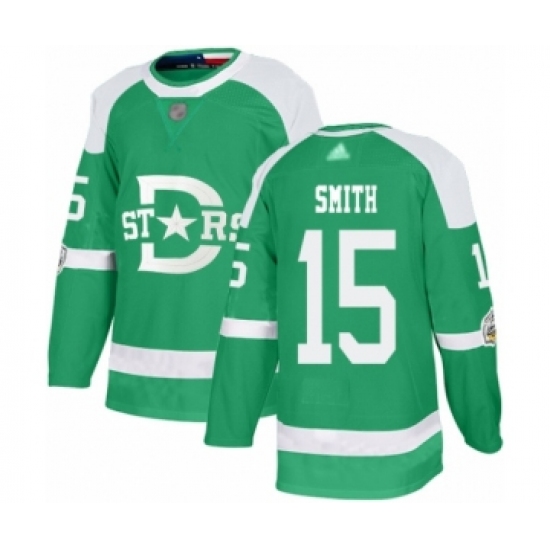 Men's Dallas Stars 15 Bobby Smith Authentic Green 2020 Winter Classic Hockey Jersey